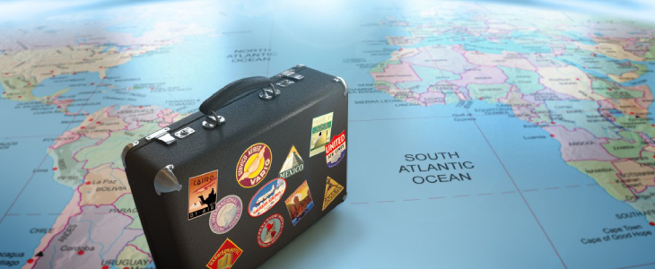 Image Showing A Luggage on the world map