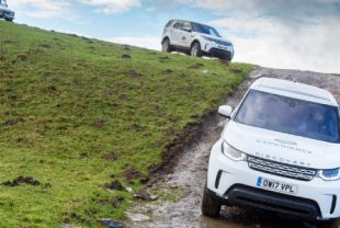 Offroad Jeep Compass In The Mountain Downhill.