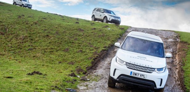 Offroad Jeep Compass In The Mountain Downhill.